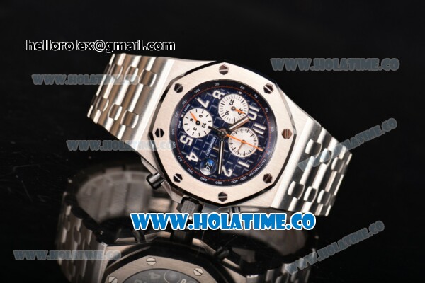 Audemars Piguet Royal Oak Offshore 2014 New Chrono Swiss Valjoux 7750 Automatic Steel Case/Bracelet with Blue Dial and White Arabic Numeral Markers - 1:1 Original (NOOB) - Click Image to Close